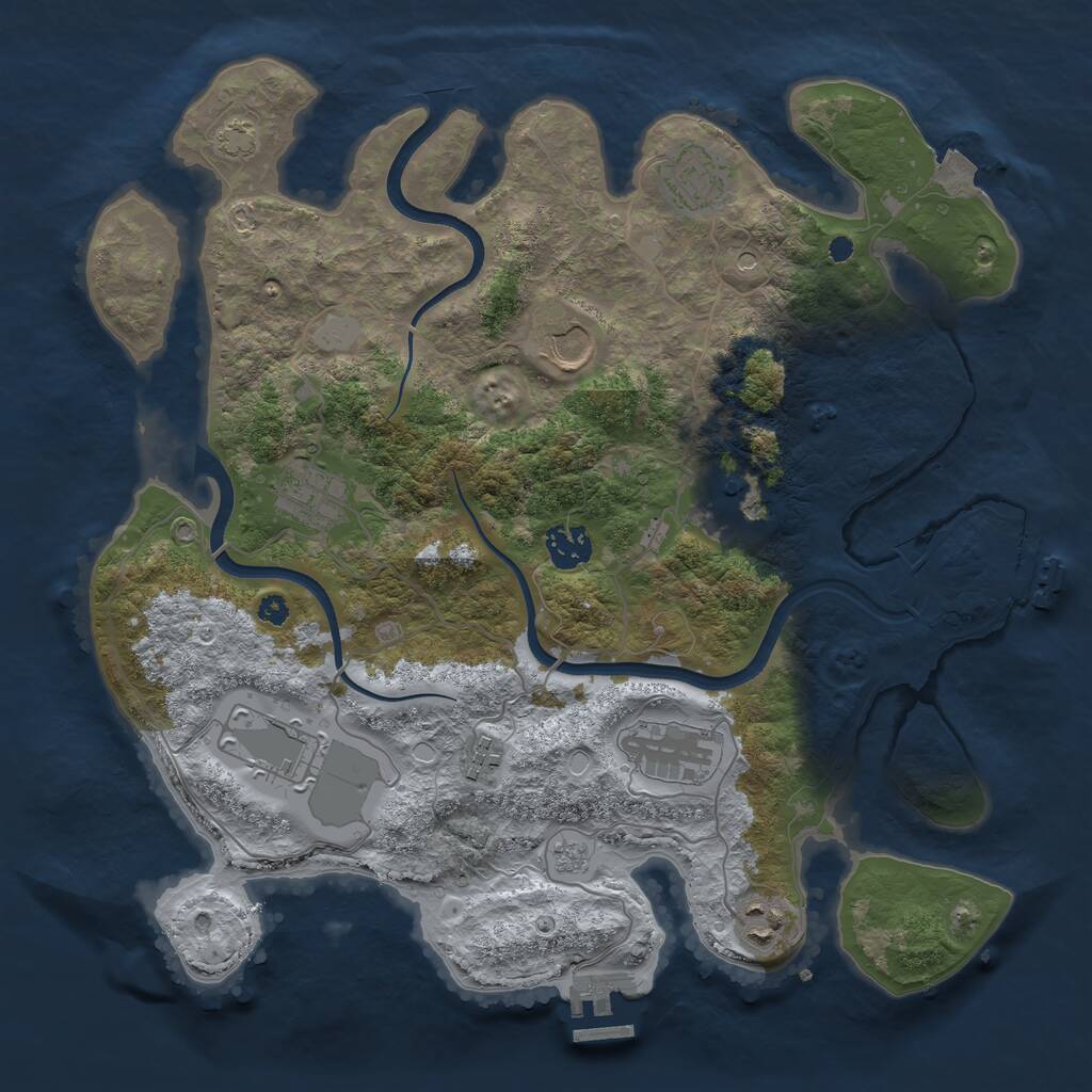 Rust Map: Procedural Map, Size: 3600, Seed: 340346416, 15 Monuments