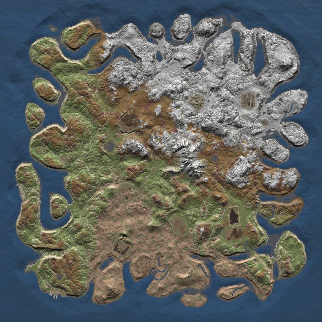 Rust Map: Procedural Map, Size: 5000, Seed: 15956, 16 Monuments