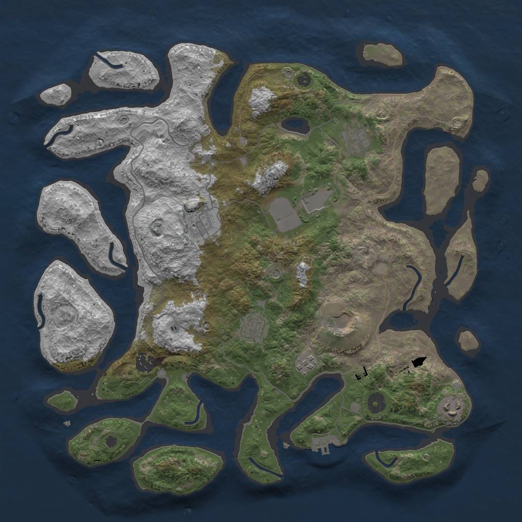 Rust Map: Procedural Map, Size: 4000, Seed: 1369, 12 Monuments