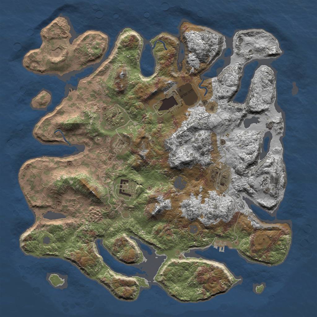 Rust Map: Procedural Map, Size: 3800, Seed: 5900, 12 Monuments