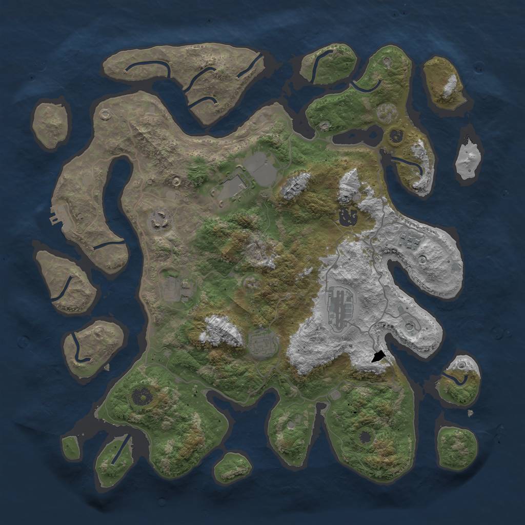 Rust Map: Procedural Map, Size: 4000, Seed: 1016893087, 11 Monuments