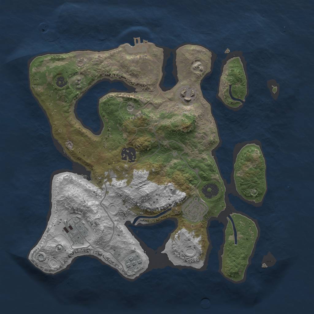 Rust Map: Procedural Map, Size: 3000, Seed: 1095303058, 12 Monuments