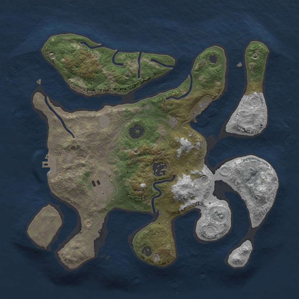 Rust Map: Procedural Map, Size: 3000, Seed: 2416413, 9 Monuments