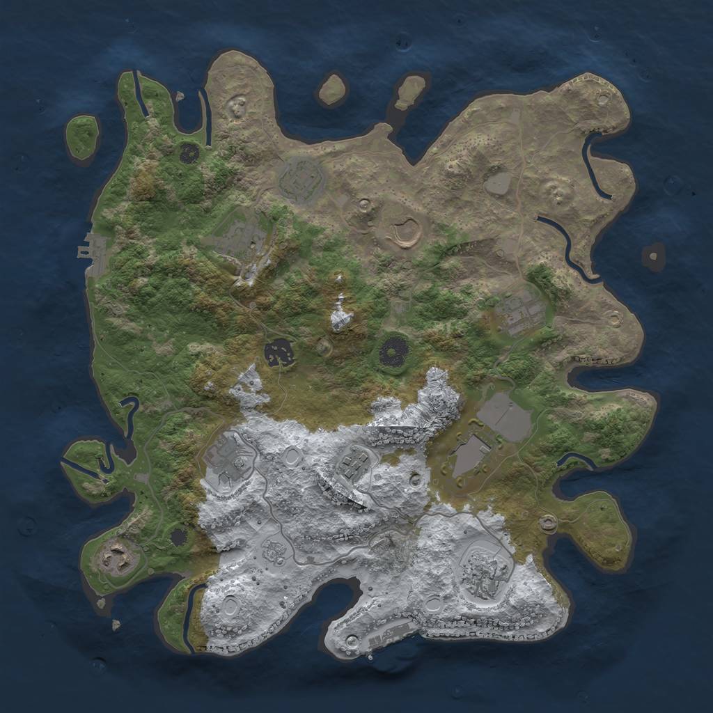 Rust Map: Procedural Map, Size: 3600, Seed: 72149680, 18 Monuments