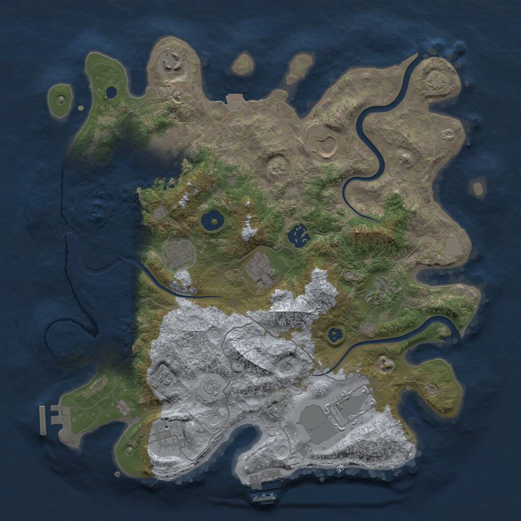 Rust Map: Procedural Map, Size: 3600, Seed: 72149680, 16 Monuments