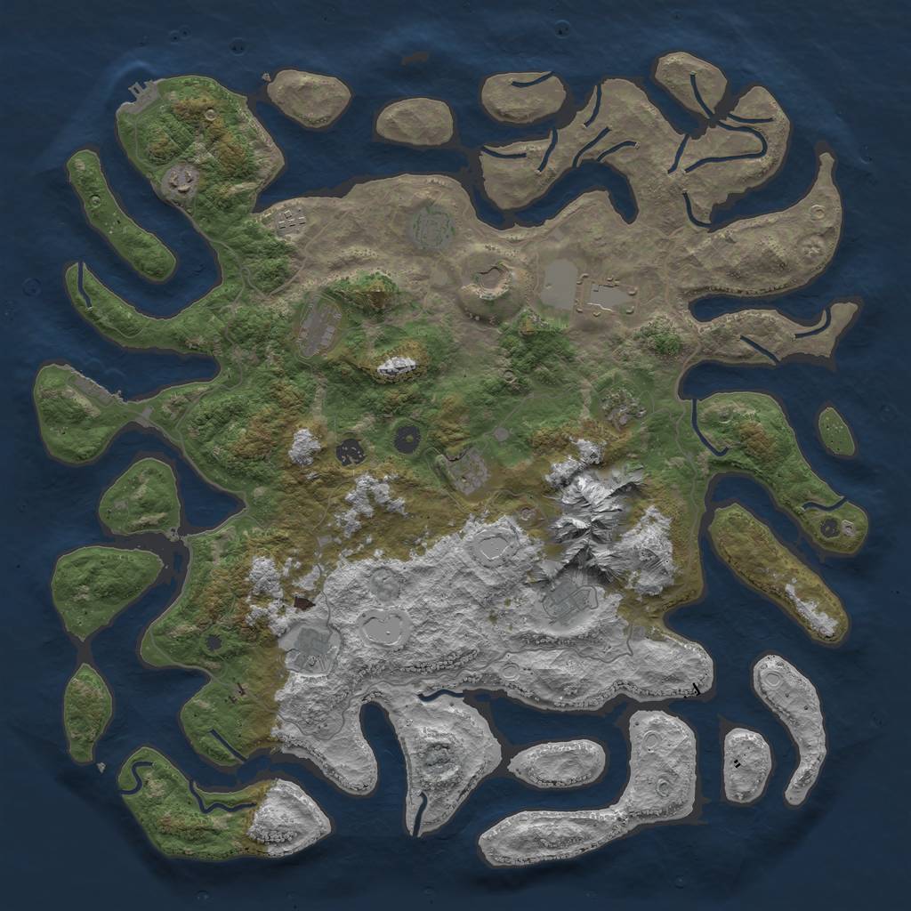 Rust Map: Procedural Map, Size: 5000, Seed: 911781596, 22 Monuments