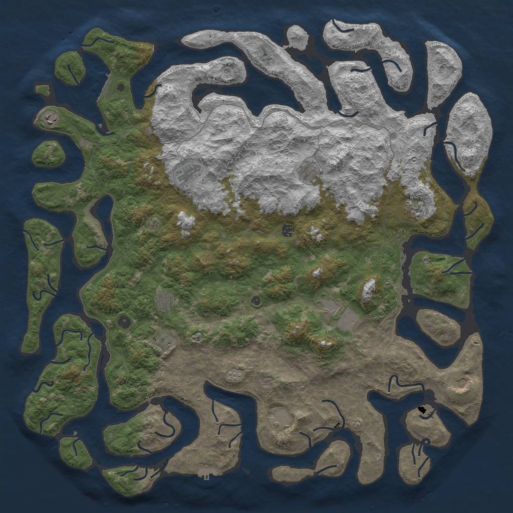 Rust Map: Procedural Map, Size: 6000, Seed: 91063024, 16 Monuments