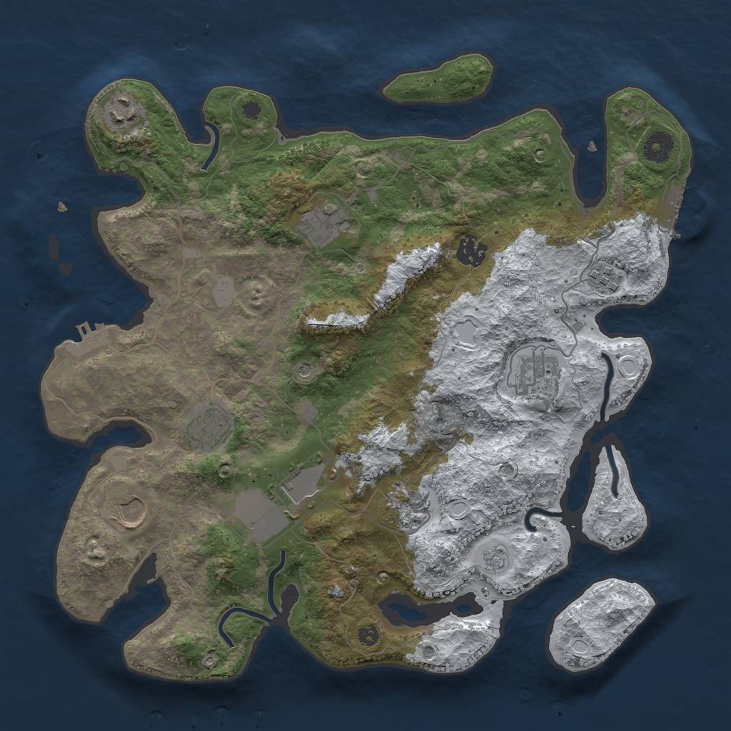 Rust Map: Procedural Map, Size: 3600, Seed: 168126109, 18 Monuments