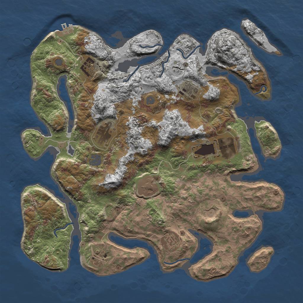 Rust Map: Procedural Map, Size: 3700, Seed: 284980871, 14 Monuments