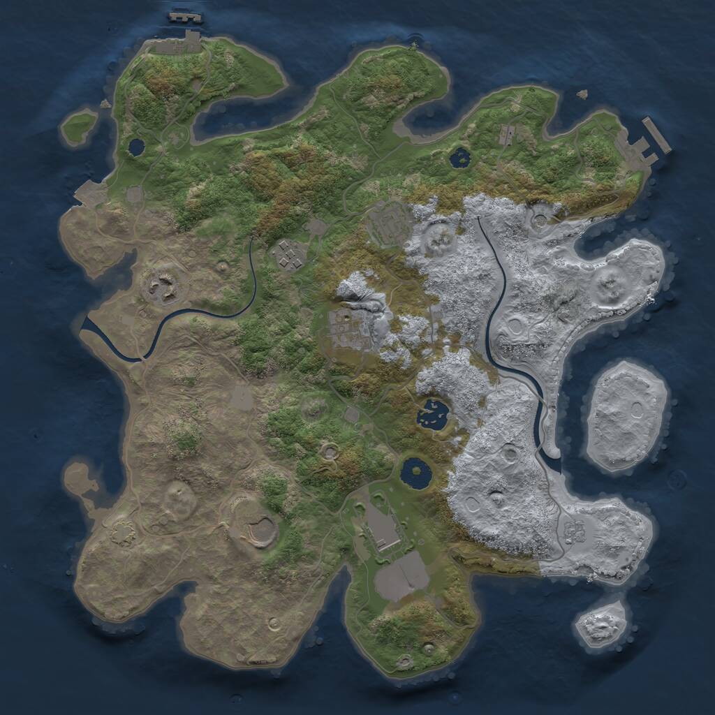 Rust Map: Procedural Map, Size: 3500, Seed: 5918256, 13 Monuments