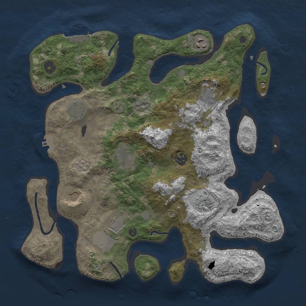 Rust Map: Procedural Map, Size: 3750, Seed: 713099714, 14 Monuments