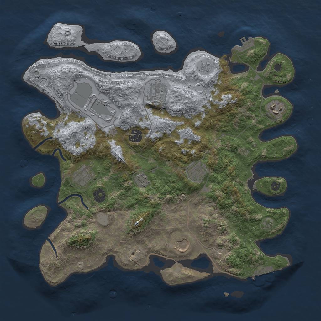 Rust Map: Procedural Map, Size: 3600, Seed: 54369835, 15 Monuments