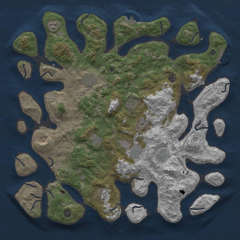 Rust Map: Procedural Map, Size: 4500, Seed: 868, 18 Monuments