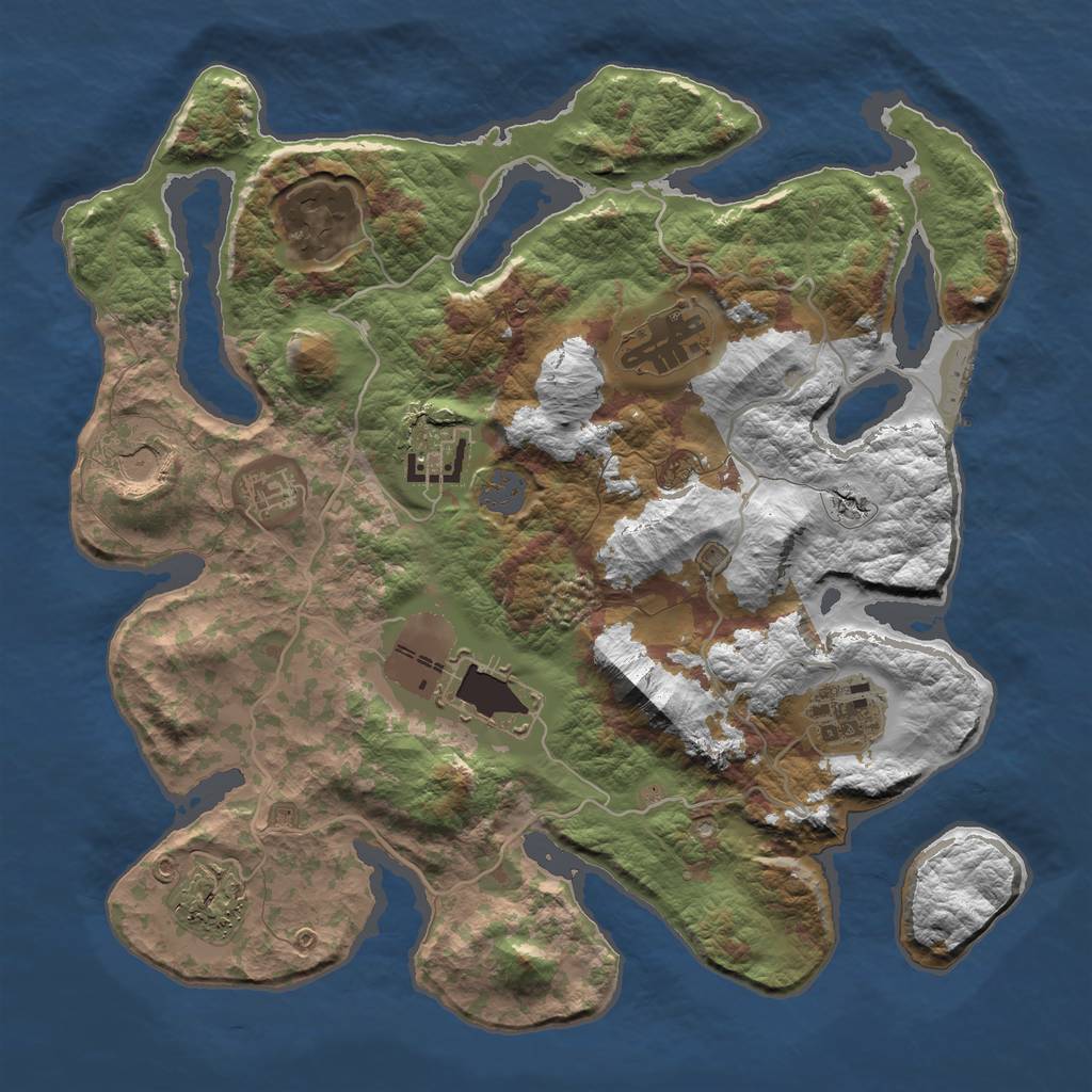 Rust Map: Barren, Size: 3600, Seed: 983714401, 14 Monuments