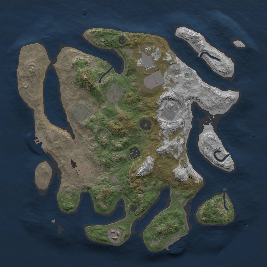 Rust Map: Procedural Map, Size: 3500, Seed: 50521, 12 Monuments