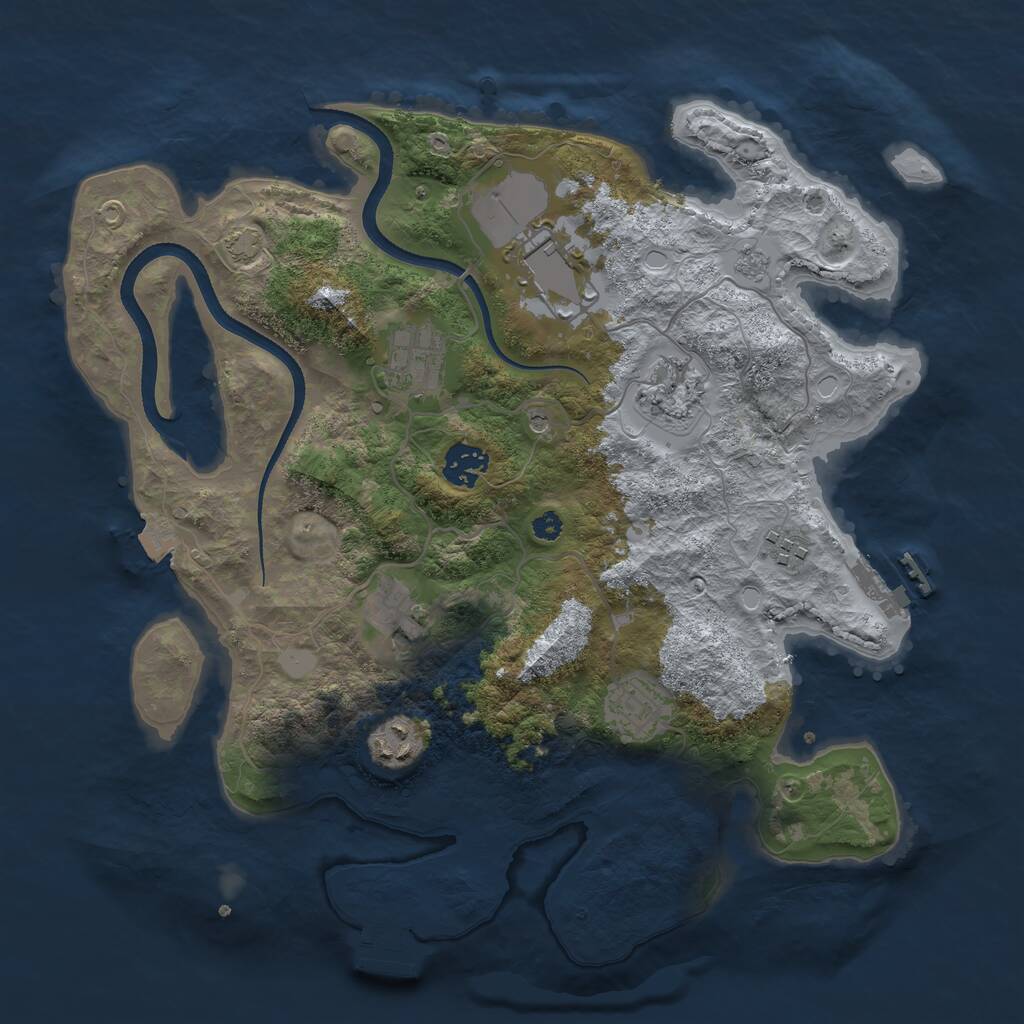 Rust Map: Procedural Map, Size: 3500, Seed: 50521, 14 Monuments