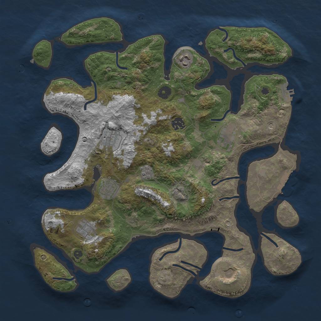 Rust Map: Procedural Map, Size: 3750, Seed: 666413796, 13 Monuments