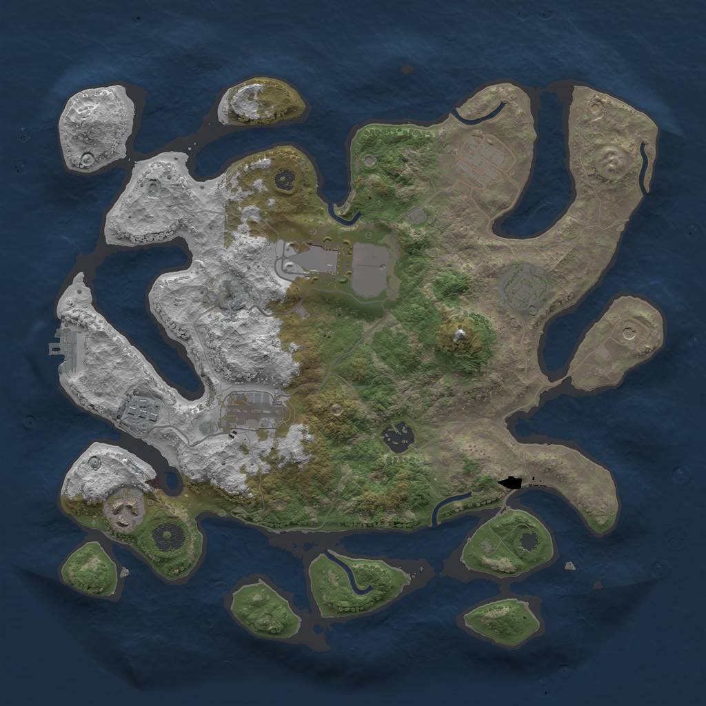 Rust Map: Procedural Map, Size: 3500, Seed: 10615, 11 Monuments