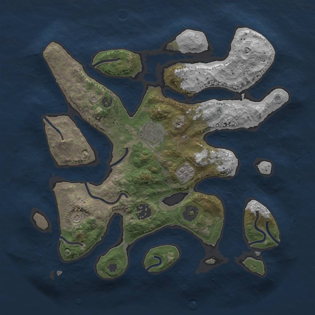 Rust Map: Procedural Map, Size: 3000, Seed: 1995097379, 6 Monuments