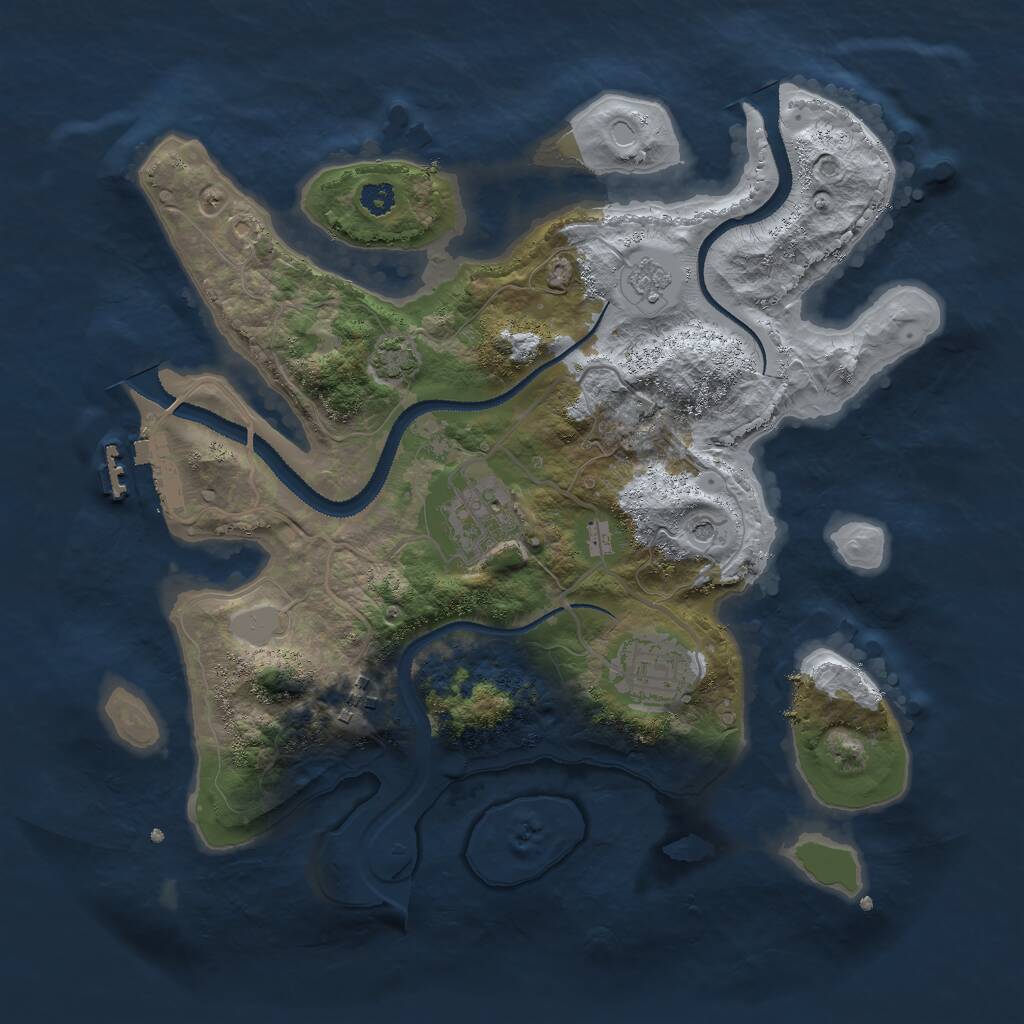Rust Map: Procedural Map, Size: 3000, Seed: 1995097379, 8 Monuments