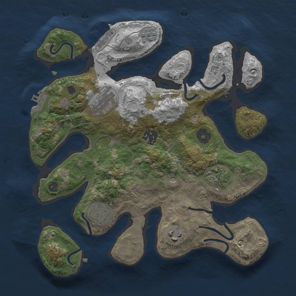 Rust Map: Procedural Map, Size: 3000, Seed: 666149903, 14 Monuments