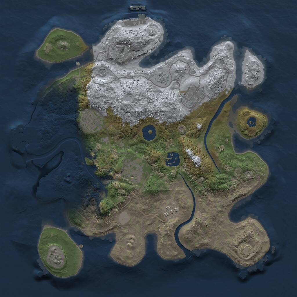 Rust Map: Procedural Map, Size: 3000, Seed: 666149903, 11 Monuments