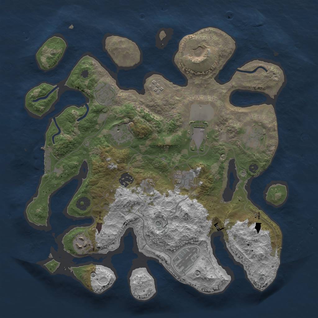 Rust Map: Procedural Map, Size: 3500, Seed: 4853589, 20 Monuments