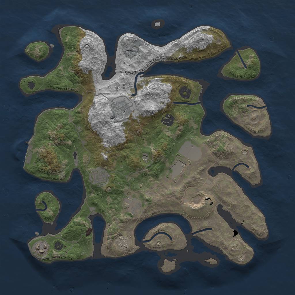 Rust Map: Procedural Map, Size: 3600, Seed: 2038493125, 12 Monuments