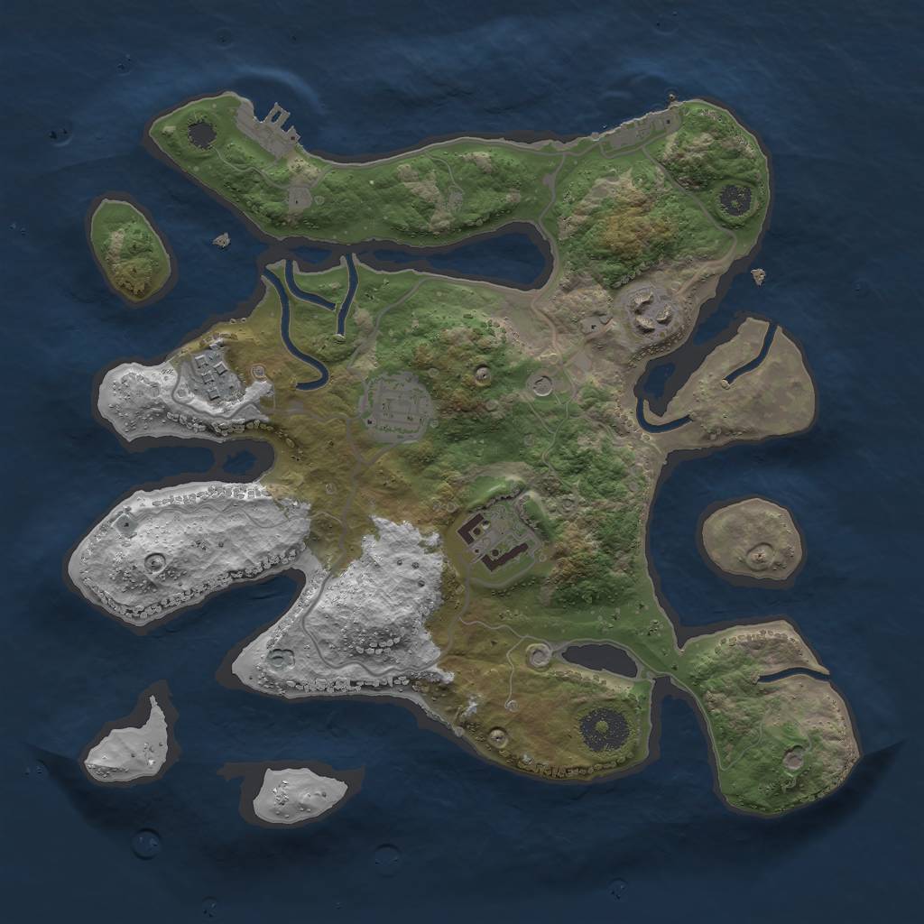 Rust Map: Procedural Map, Size: 3000, Seed: 941585168, 9 Monuments