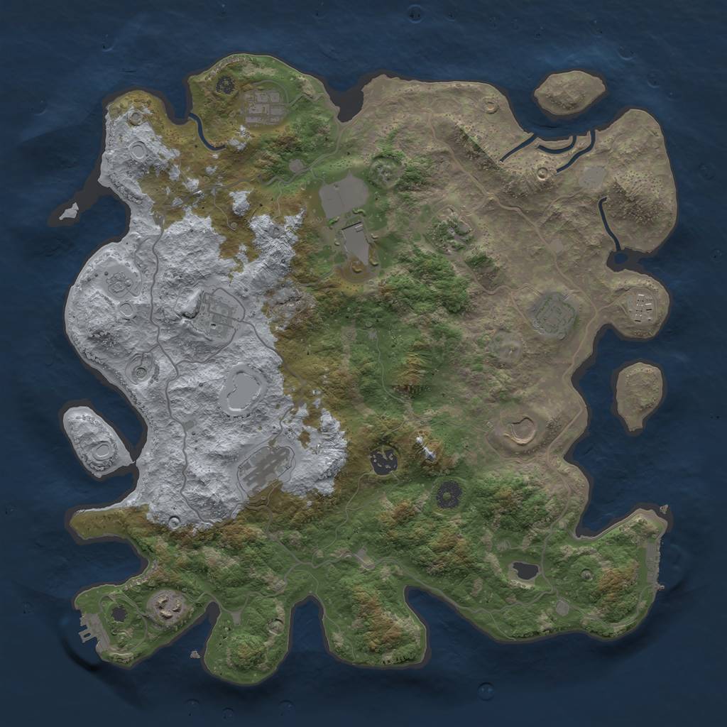 Rust Map: Procedural Map, Size: 4000, Seed: 807347640, 17 Monuments