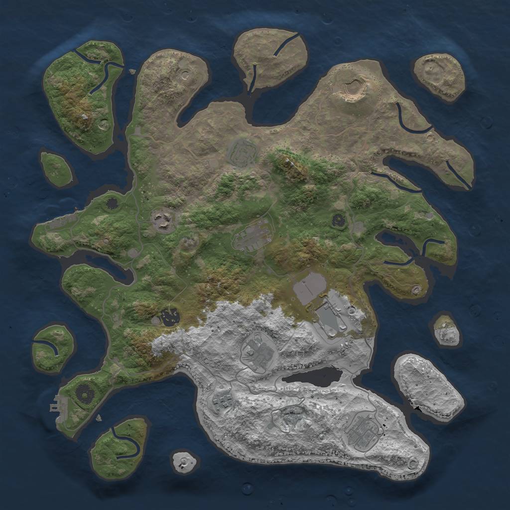 Rust Map: Procedural Map, Size: 4000, Seed: 8571507, 14 Monuments