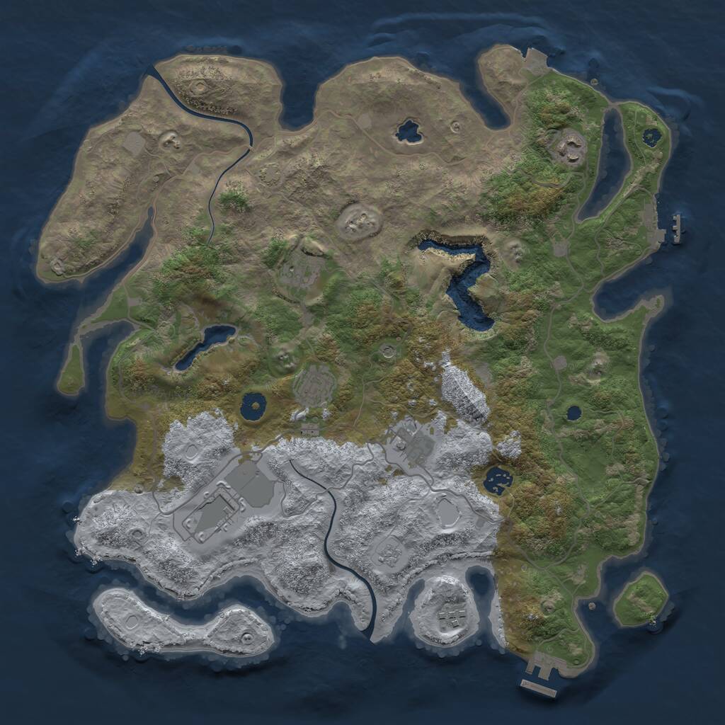 Rust Map: Procedural Map, Size: 4000, Seed: 5003, 13 Monuments
