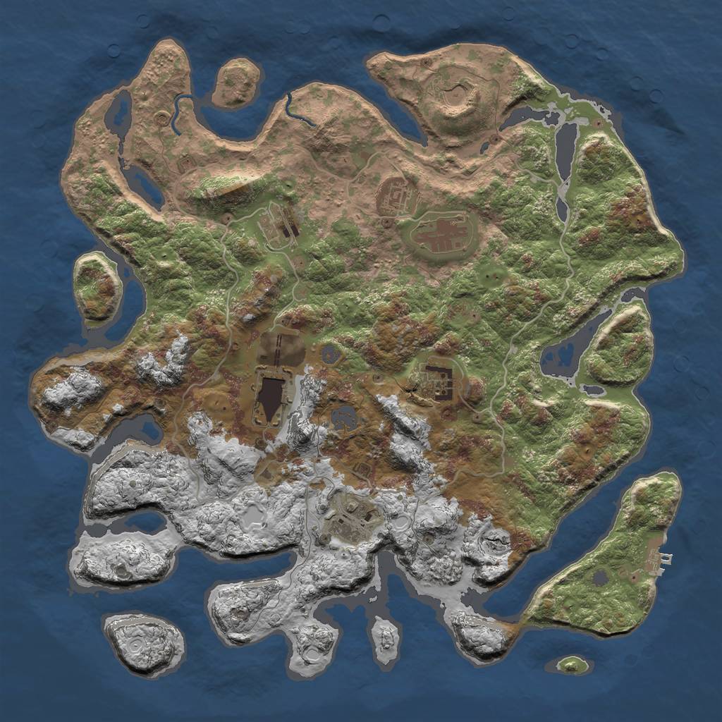 Rust Map: Procedural Map, Size: 4000, Seed: 834723, 13 Monuments