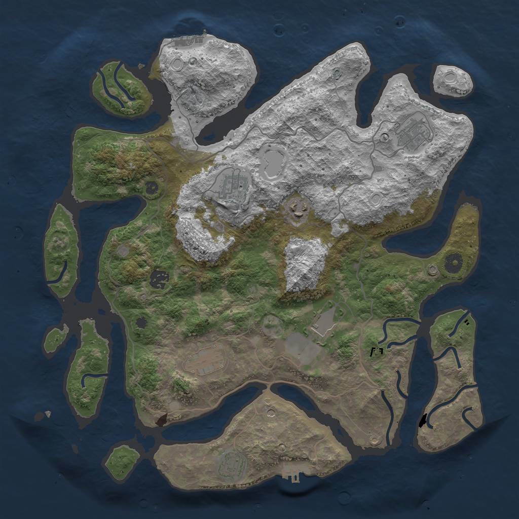 Rust Map: Procedural Map, Size: 4000, Seed: 456454, 18 Monuments