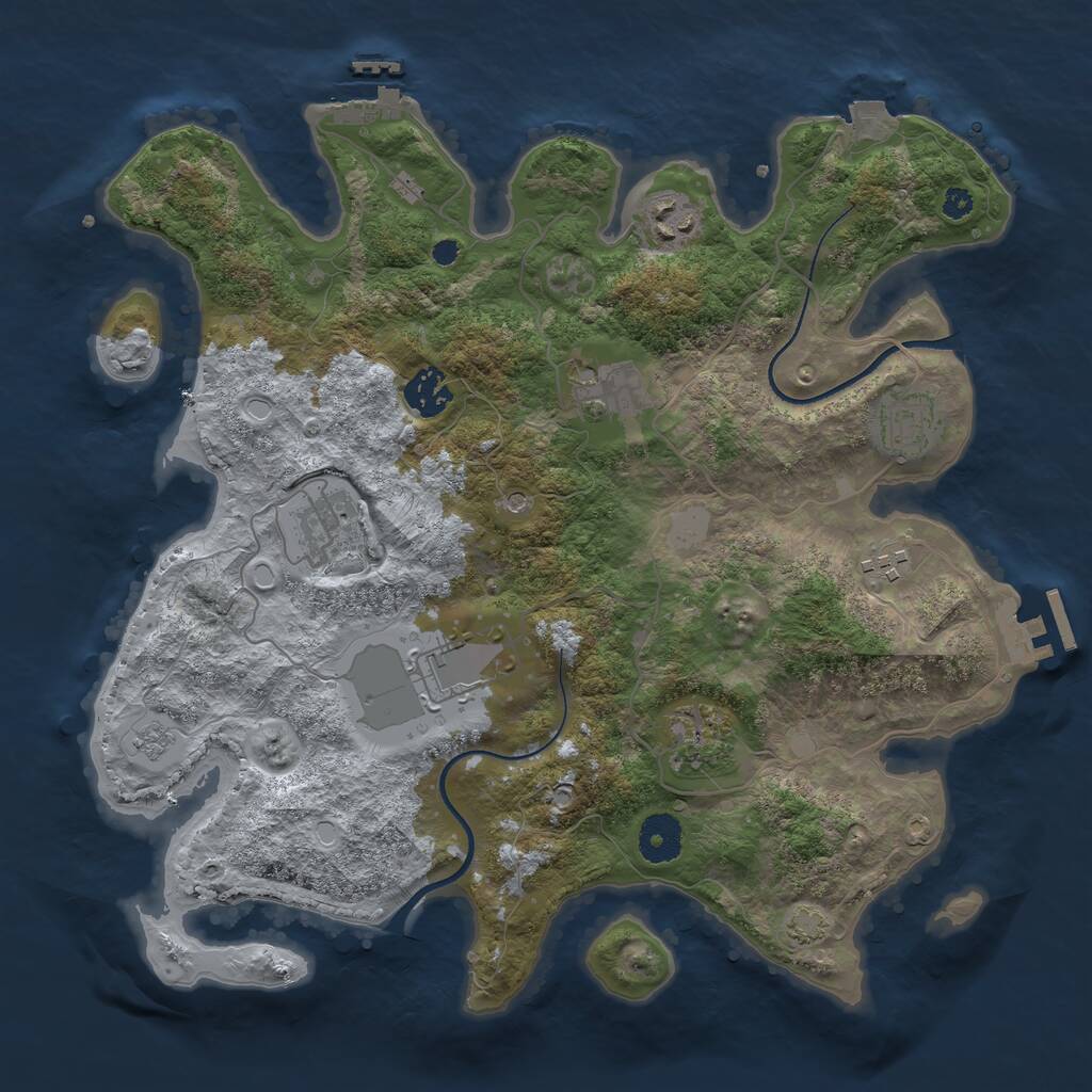 Rust Map: Procedural Map, Size: 3500, Seed: 805993697, 14 Monuments