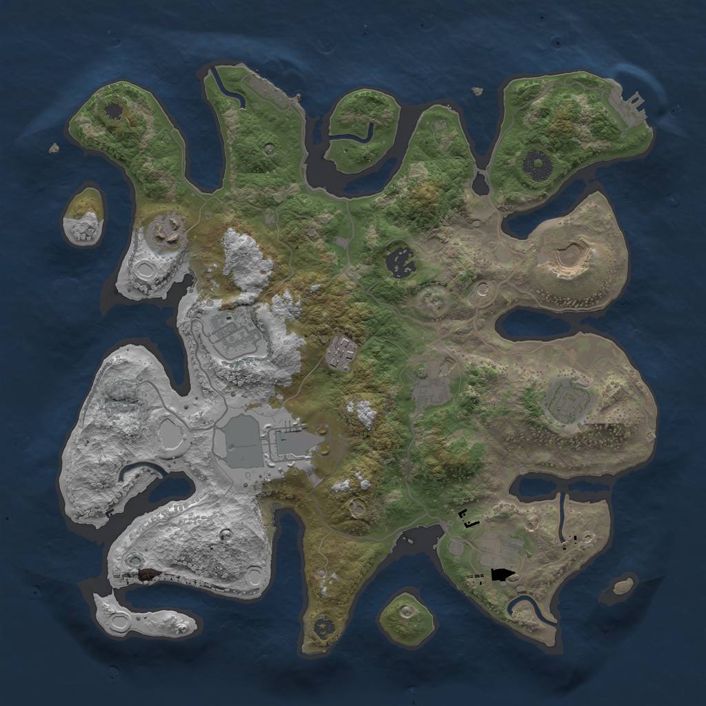 Rust Map: Procedural Map, Size: 3500, Seed: 805993697, 20 Monuments