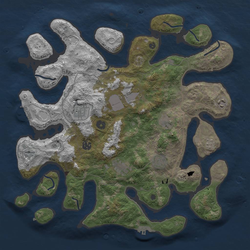 Rust Map: Procedural Map, Size: 4000, Seed: 300093, 16 Monuments