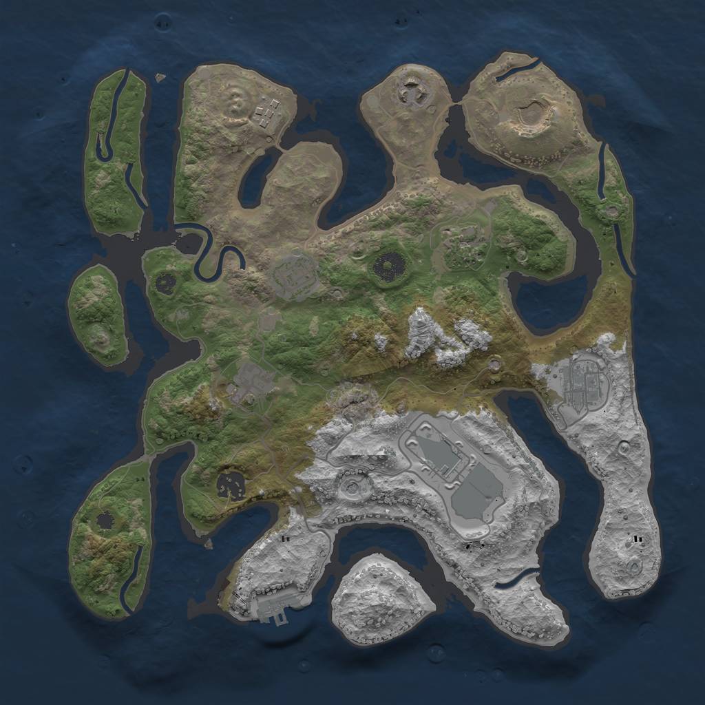 Rust Map: Procedural Map, Size: 3500, Seed: 194460354, 13 Monuments