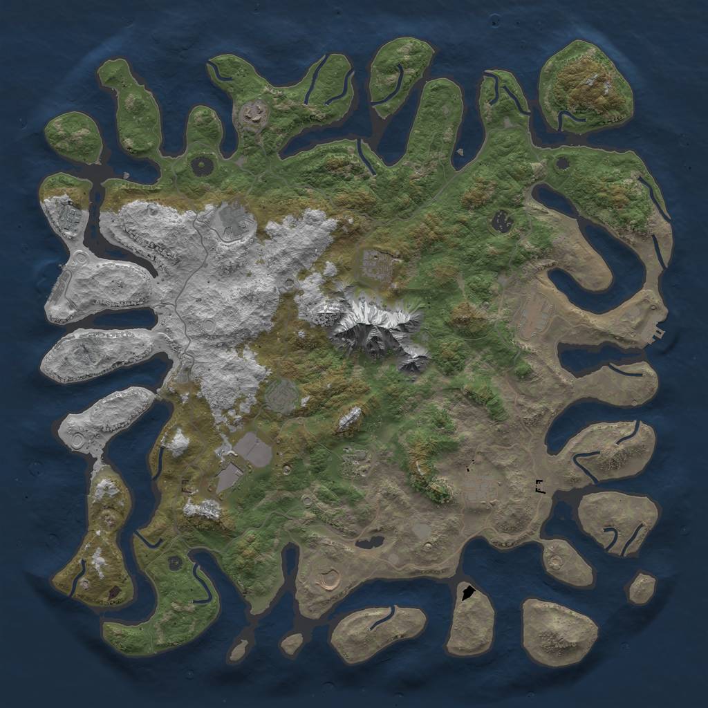 Rust Map: Procedural Map, Size: 5000, Seed: 916705046, 19 Monuments