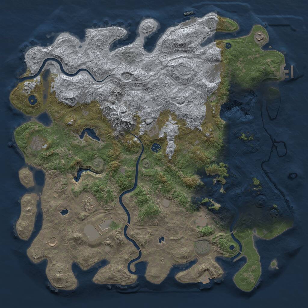 Rust Map: Procedural Map, Size: 5000, Seed: 83659, 17 Monuments