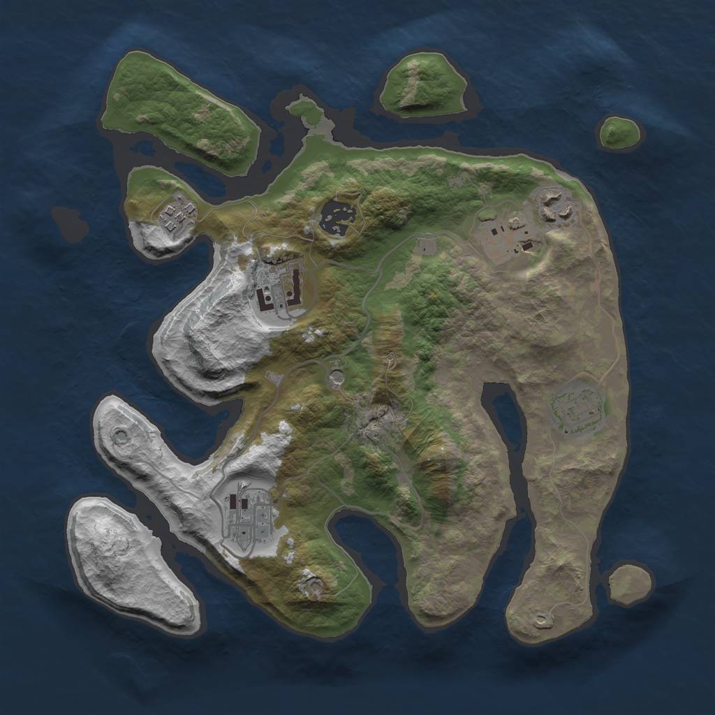 Rust Map: Barren, Size: 3000, Seed: 48468784, 10 Monuments