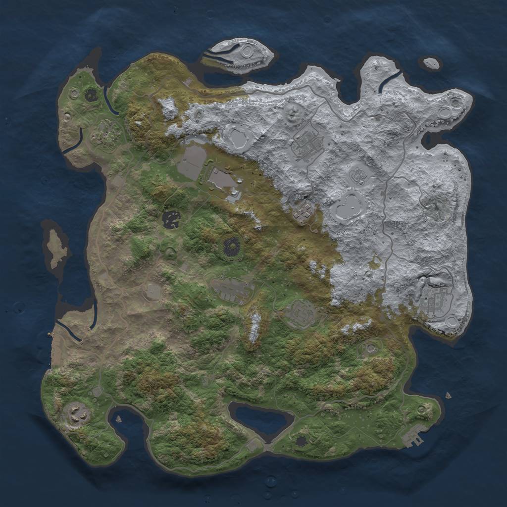 Rust Map: Procedural Map, Size: 4000, Seed: 1928717774, 18 Monuments