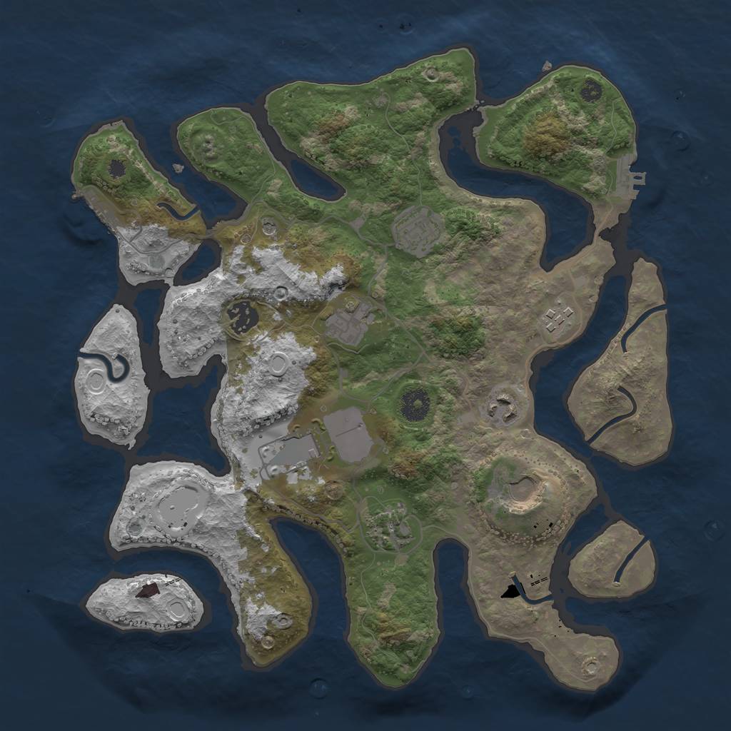 Rust Map: Procedural Map, Size: 3501, Seed: 241122836, 19 Monuments