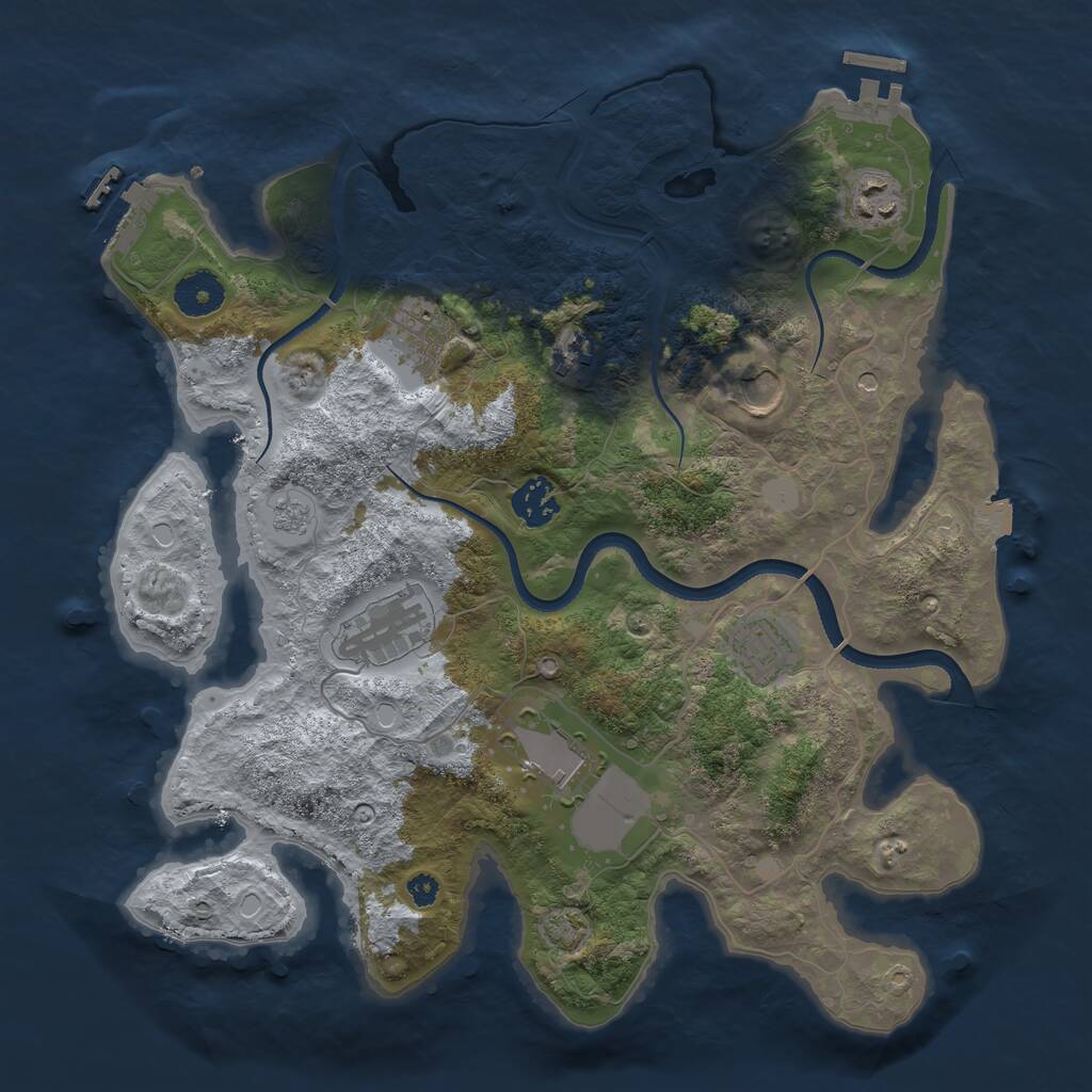 Rust Map: Procedural Map, Size: 3501, Seed: 241122836, 14 Monuments