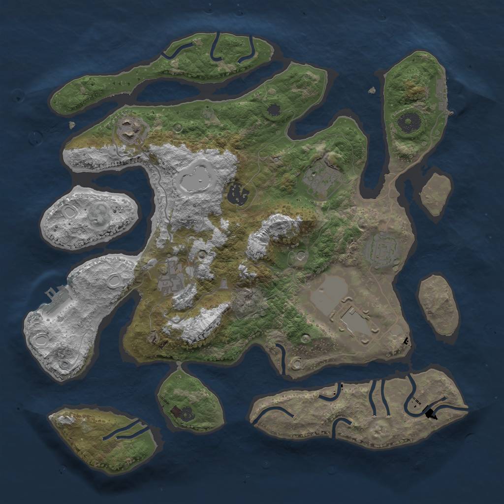 Rust Map: Procedural Map, Size: 3500, Seed: 899622, 17 Monuments