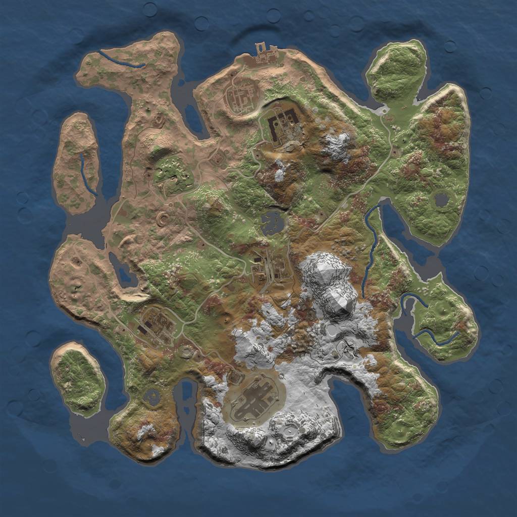 Rust Map: Procedural Map, Size: 3200, Seed: 456486, 12 Monuments