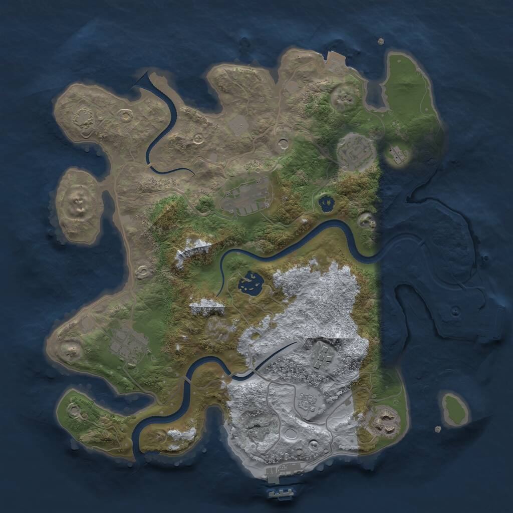 Rust Map: Procedural Map, Size: 3200, Seed: 456486, 12 Monuments