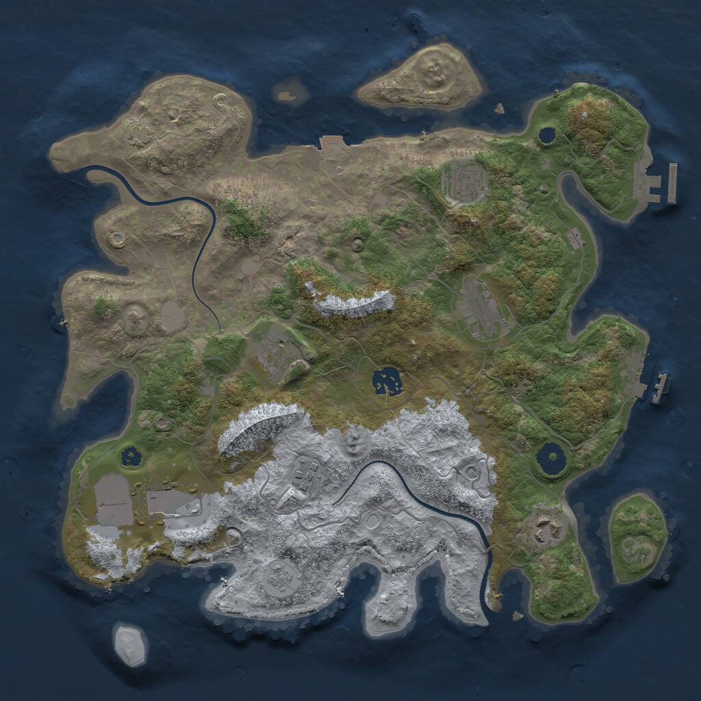 Rust Map: Procedural Map, Size: 3500, Seed: 132775804, 13 Monuments