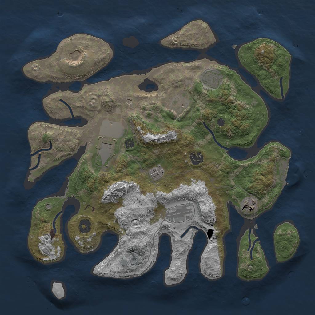 Rust Map: Procedural Map, Size: 3500, Seed: 132775804, 12 Monuments