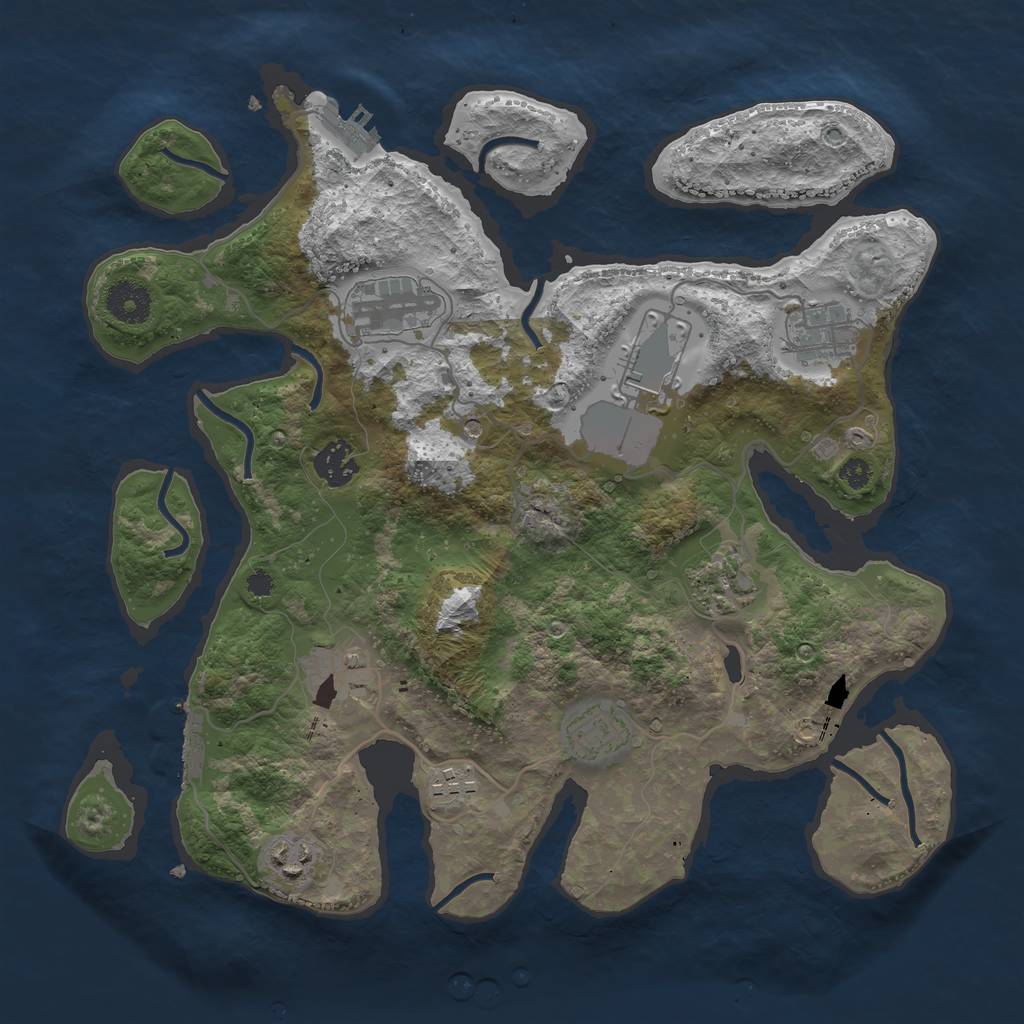 Rust Map: Procedural Map, Size: 3500, Seed: 2205050, 14 Monuments